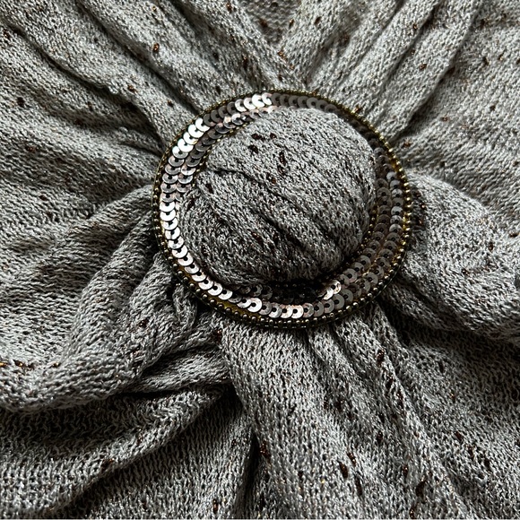 Cache 90s O Ring Scrunched Sequin Sparkly Party Cocktail N Neck Sz Large Top - Picture 3 of 10